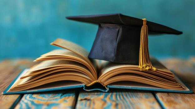 ai-generated-graduation-cap-on-book-free-photo